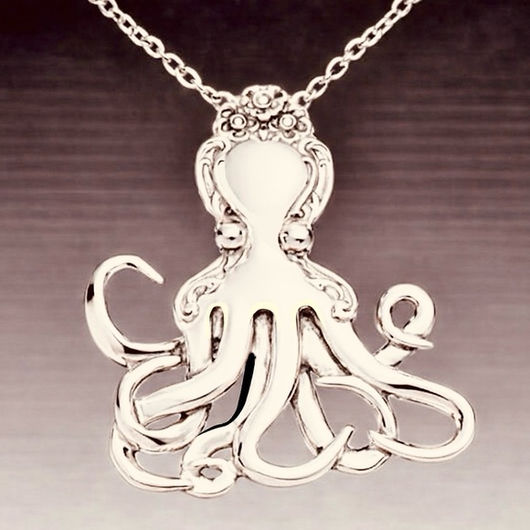 “Vintage Fork Octopus” Silverware Spoon Squid Octopod Kraken Tentacles Necklace - Picture 8 of 14